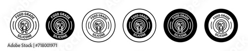 Food grade silicone vector icon set collection. Food grade silicone Outline flat Icon.
