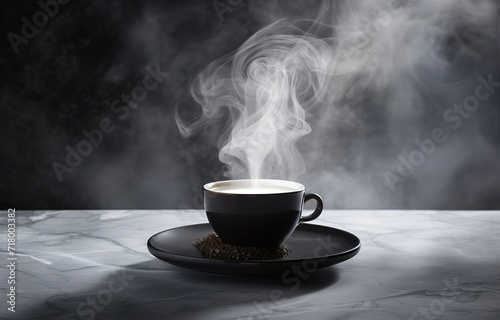 Hot Coffee in a Cup with a smoke effect on top. generative AI