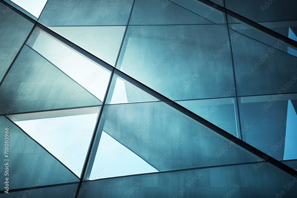 Fototapeta premium Mirror modern window designed in different style on buildings in the city