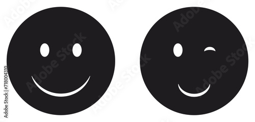 Happy smiley face or emoticon line art icon for apps and websites photo