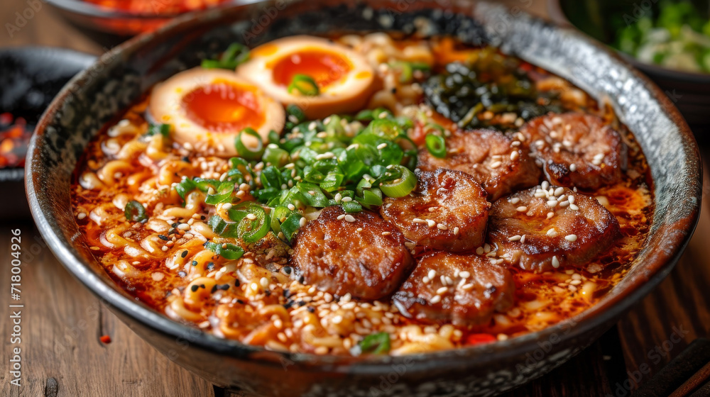 Fototapeta premium Ramen in a bowl well decorated, product photo