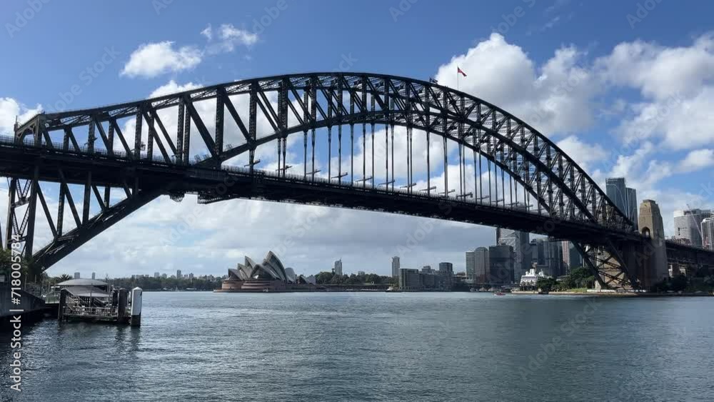 Scenic Summer Day In Sydney Harbour Bridge - Holiday Destination In Australia - Wide Shot Scenic Summer Day In Sydney Harbour Bridge - Holiday Destination In Australia - Wide Shot