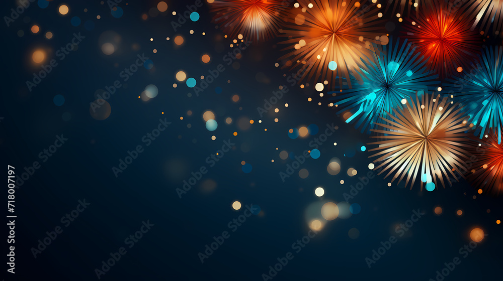 Obraz premium Beautiful fireworks background at night for holiday decoration