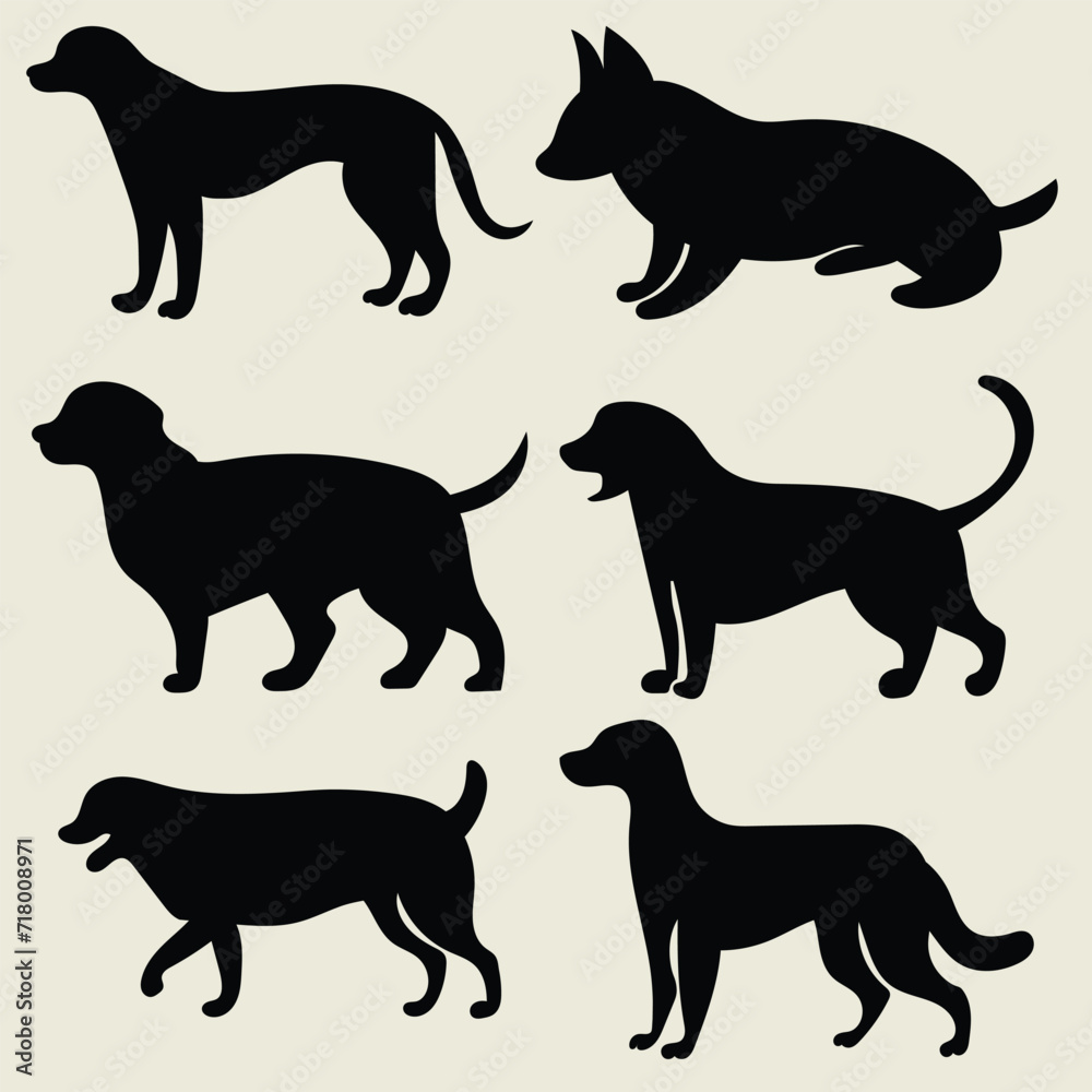 Vector hand-drawn dog silhouette