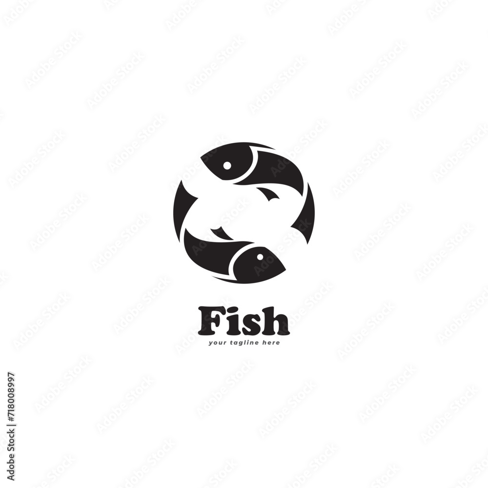 Obraz premium Fish logo design template vector illustration with creative idea