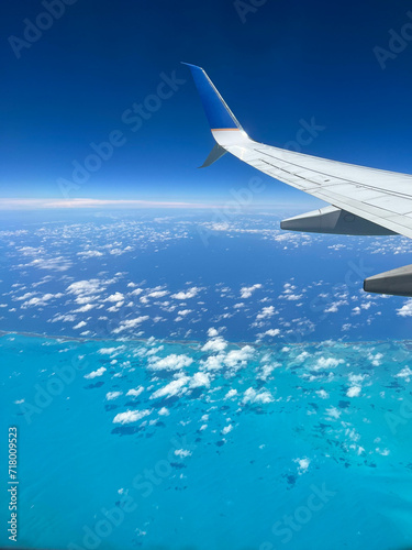 Caribbean ocean view from airplane