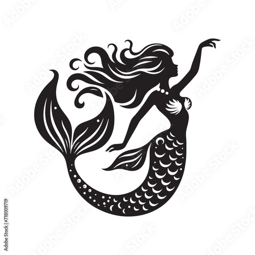 Sublime Aquatic Ballet: Explore the Underwater Symphony with a Collection of Captivating Mermaid Silhouettes - Mermaid Illustration - Sea Beauty Vector - Mermaid Vector
