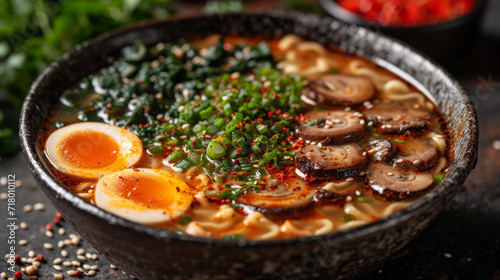 Ramen in a bowl well decorated, product photo