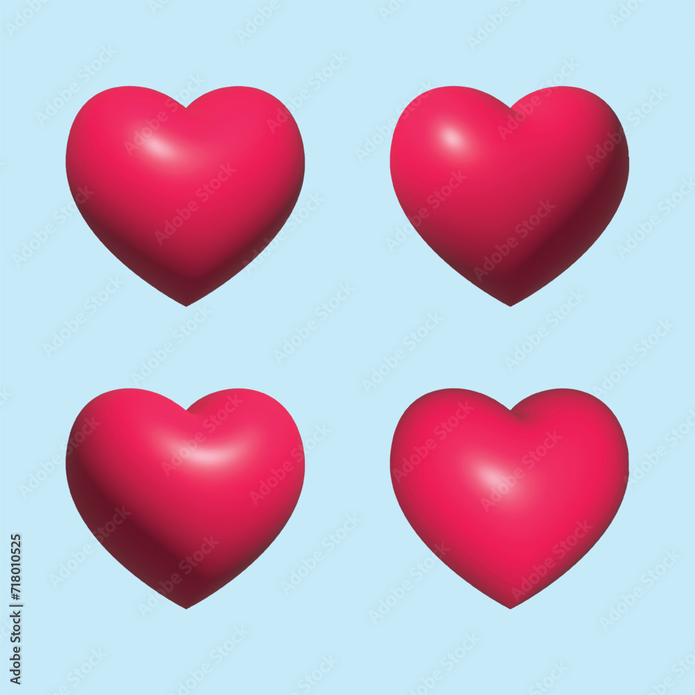 3D Heart Love Color