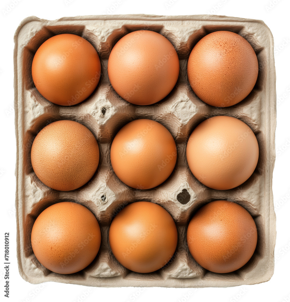 Brown chicken eggs in the cardboard egg tray isolated. Brown chicken eggs in the cardboard egg tray isolated.
