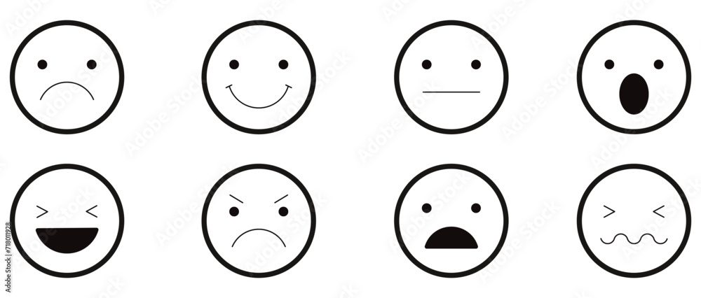 Emoticons mood scale on white background. Face smile icon positive ...