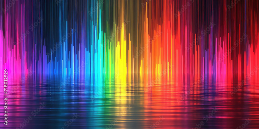 multicolor bright lights light rays of light in front of an abstract background, Colorful light streaks in dark room; suitable for vibrant and dynamic backgrounds, energy and technology .rainbow light