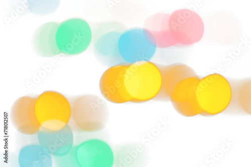 Defocused artistic color spots bokeh template on transparent background (png image)