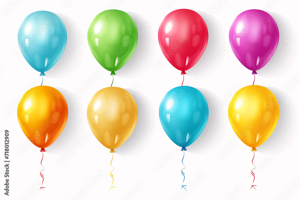 Decorative multi-hued helium balloons, ideal for special occasions such as birthdays, weddings, and festivals.