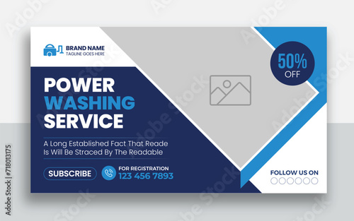 Pressure Washing Service youtube thumbnail and web banner template design