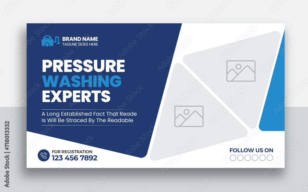 Pressure Washing Service youtube thumbnail and web banner template design