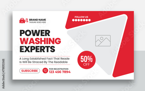 Pressure Washing Service youtube thumbnail and web banner template design