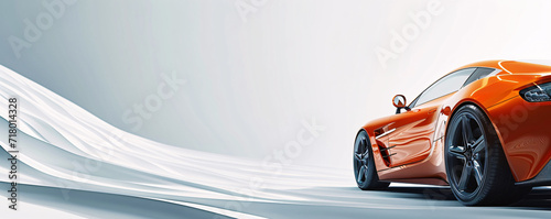 Sleek Orange Sports Car with Dynamic Design and Futuristic Concept on a Speedway photo