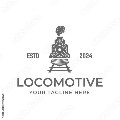 Old Locomotive Train Machine Logo Design Vector