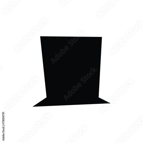 Simple black and white silhouette of top hat or high hat or topper, an old western formal dress for male that symbolize status, power and masculinity