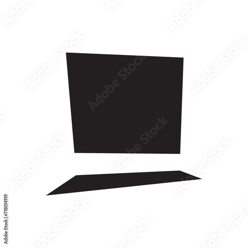 Simple black and white silhouette of top hat or high hat or topper, an old western formal dress for male that symbolize status, power and masculinity