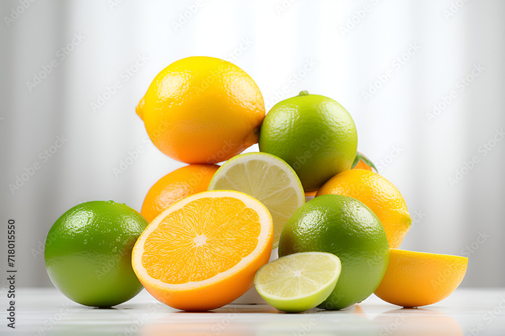 Fresh Citrus fruits on the table, kitchen background Fresh Citrus fruits on the table, kitchen background