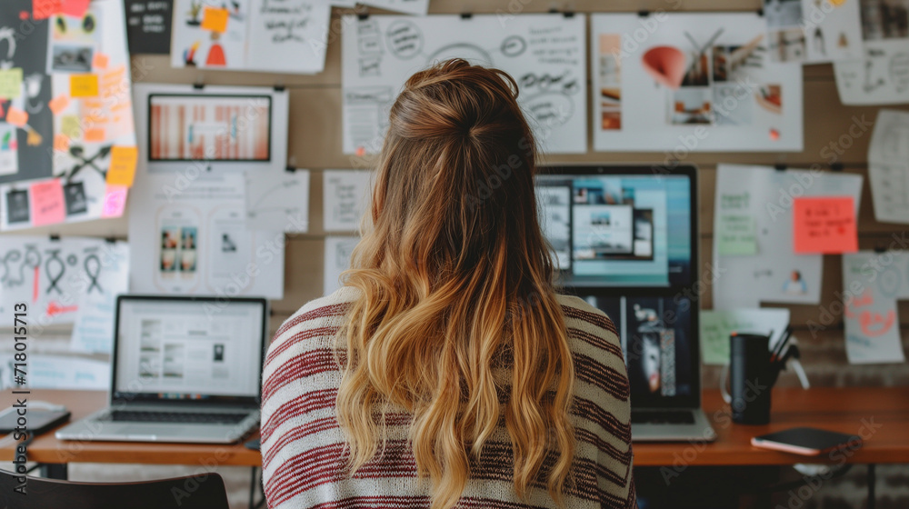 student girl in the office doing university work and job student girl in the office doing university work and job