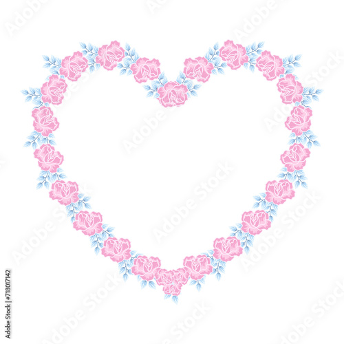 Elegant Pink Flower heart shape Frame