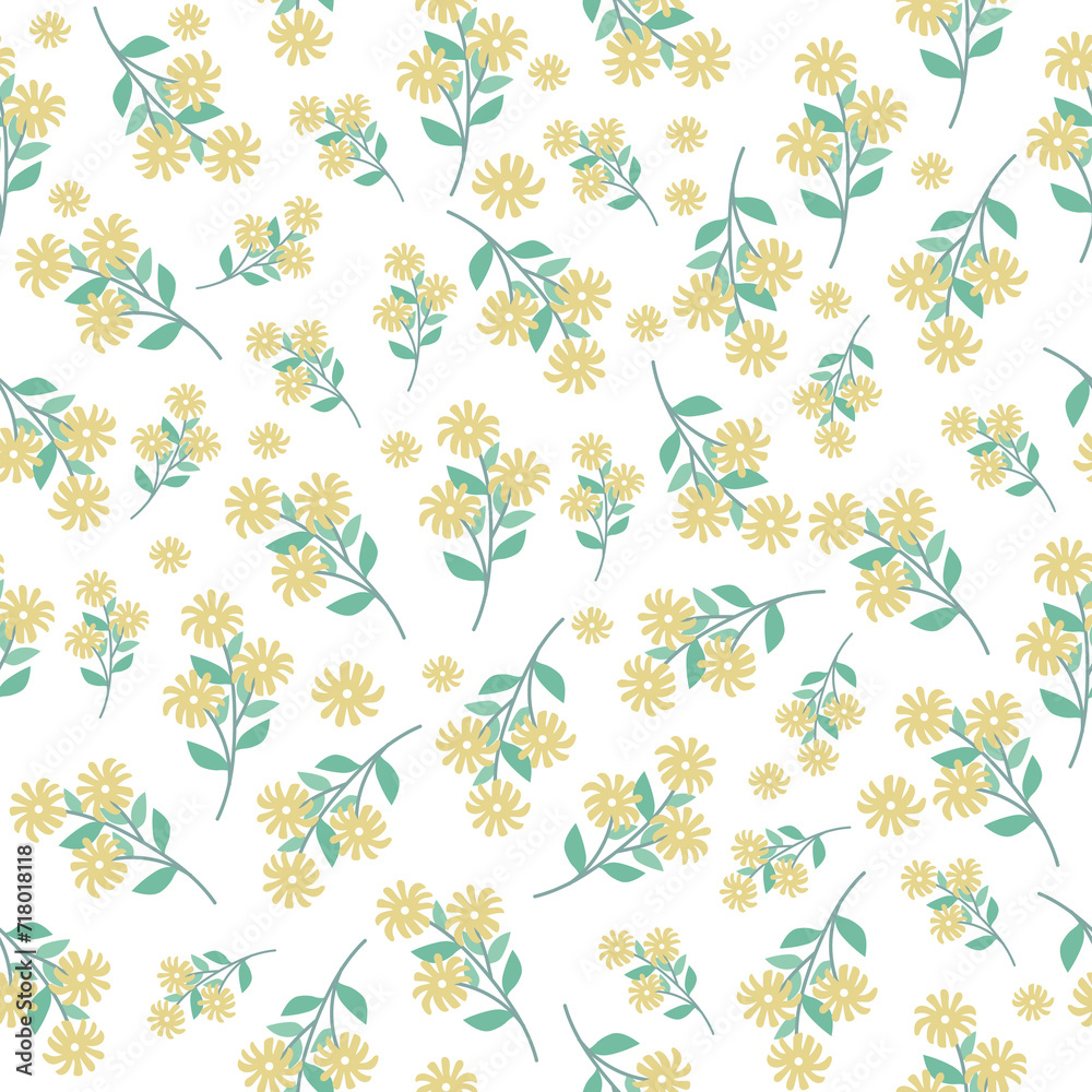 seamless flowers pattern. Delicate petals and vibrant blossoms create an artistic and vintage botanical illustration. Perfect for wallpaper, fabric, wrapping paper and more.