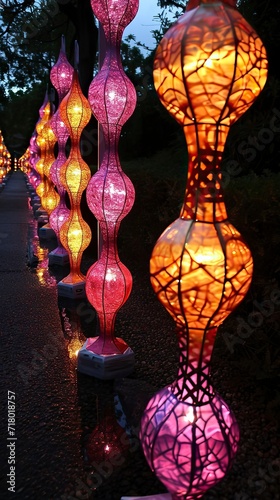 Evening Lights through Delicate Lantern Patterns