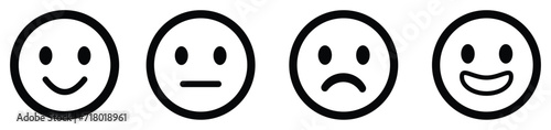 Face smile icon positive, negative and neutral opinion vector rate signs, Emoticons mood scale on white background. Angry, sad, neutral and happy emoticon set. funny cartoon Emoji icon.