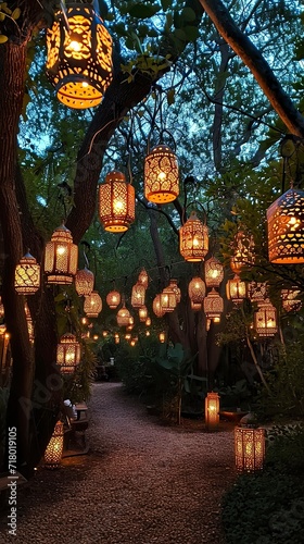 Evening Lights through Delicate Lantern Patterns