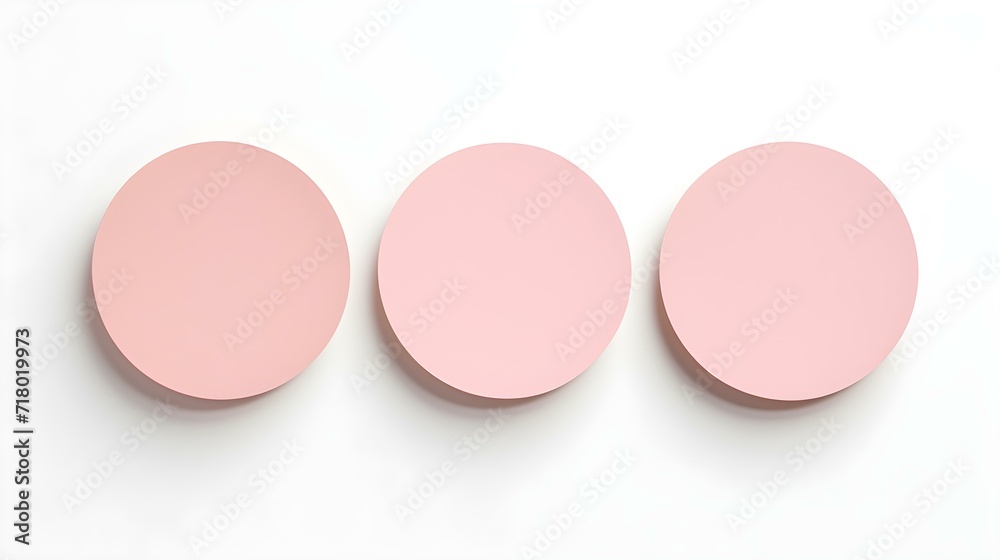 Set of blush round Paper Notes on a white Background. Brainstorming Template with Copy Space Set of blush round Paper Notes on a white Background. Brainstorming Template with Copy Space