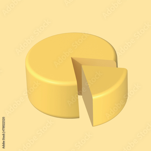 3D Vector Cut Cheese Wheel Top View