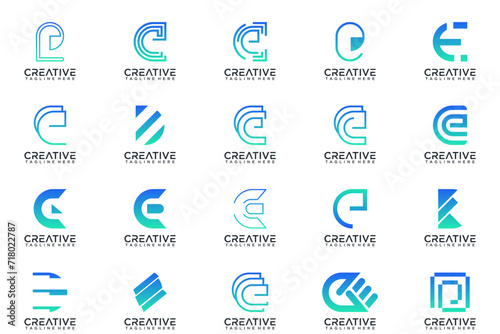 mega collection letter E logo design icon abstract logo © irfan