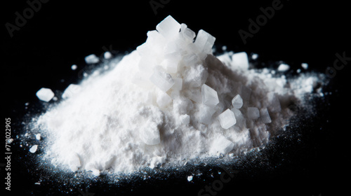 Illicit synthetic drug isolated on black background photo