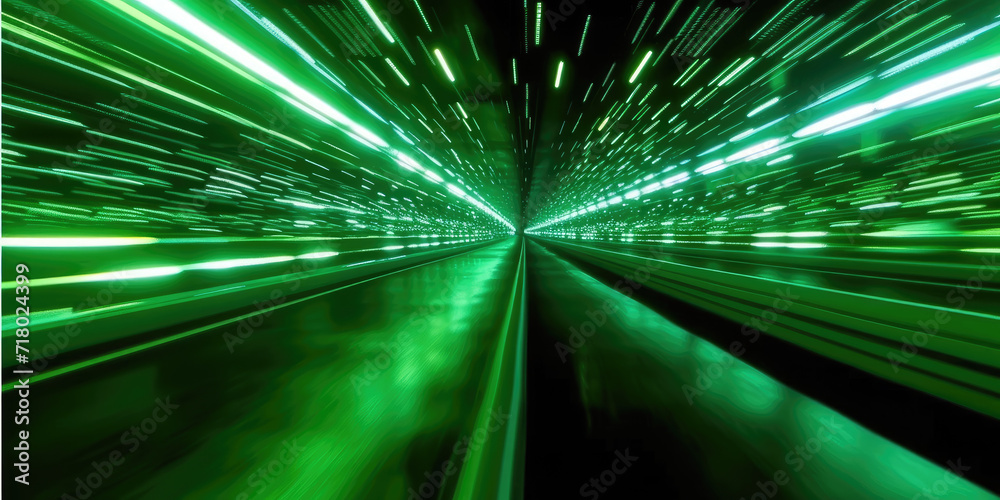 Close up of green light trail in dark room. Suitable for technology, innovation, motion, speed, futuristic concepts in design and promotional materials. Close up of green light trail in dark room. Suitable for technology, innovation, motion, speed, futuristic concepts in design and promotional materials.