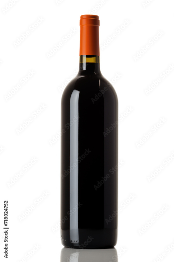 Bottle or red wine without label isolated on white background Bottle or red wine without label isolated on white background