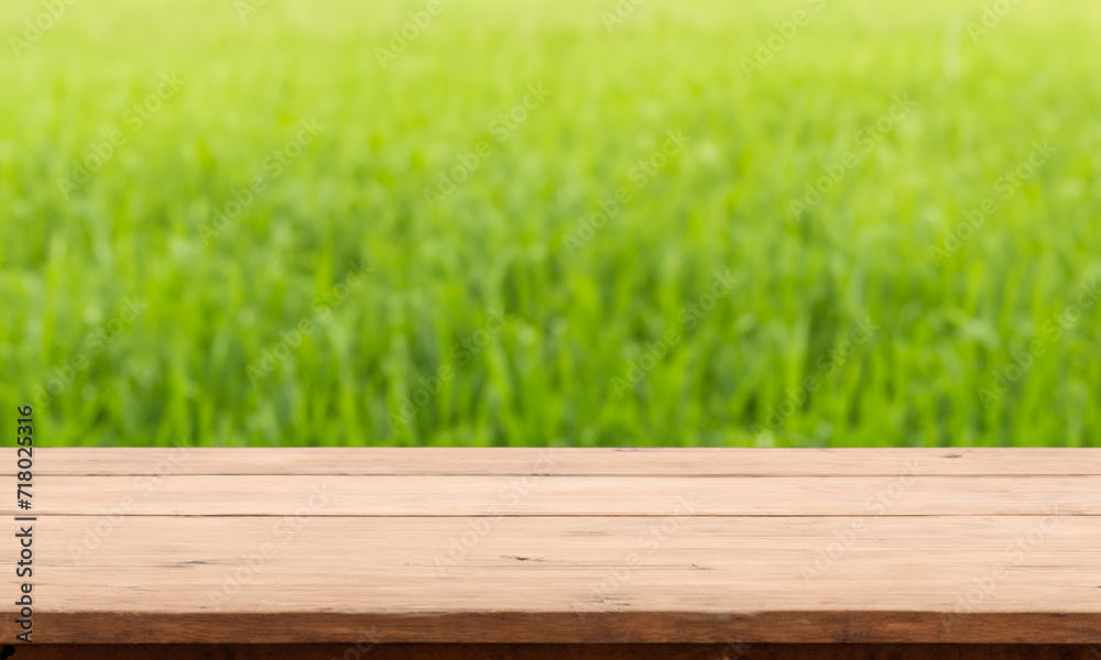 wood table with nature background