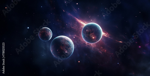 Cosmic space background with planets, stars and galaxies.Planets and galaxy, science fiction wallpaper. Beauty of deep space. Billions of galaxies in the universe Cosmic art background © Kashif Ali 72