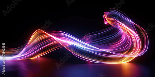 Abstract ranibow wave light painting with vibrant colors and dynamic patterns. Suitable for for technology, abstract, motion graphics, and futuristic design projects. Vibrant and dynamic.