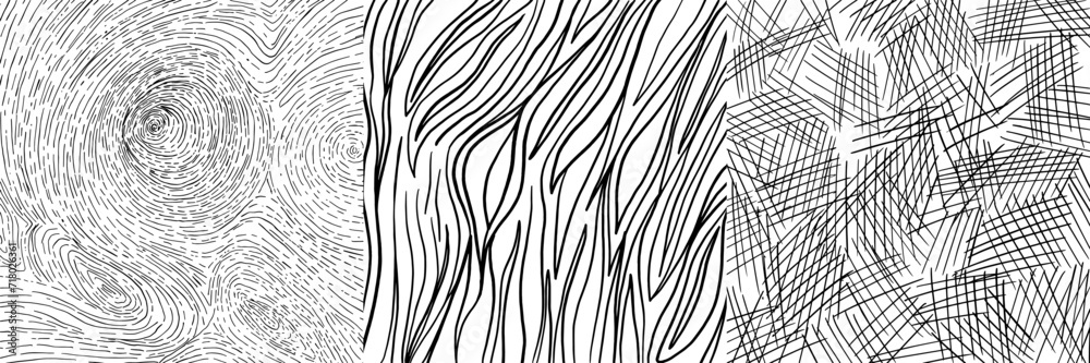 Hand-drawn line textures set. Scribbles, horizontal and wavy strokes. Different types of hatching Hand-drawn line textures set. Scribbles, horizontal and wavy strokes. Different types of hatching