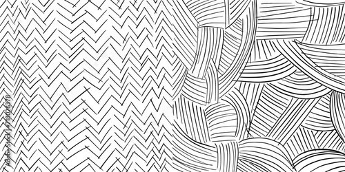 Hand-drawn line textures set. Scribbles, horizontal and wavy strokes. Different types of hatching