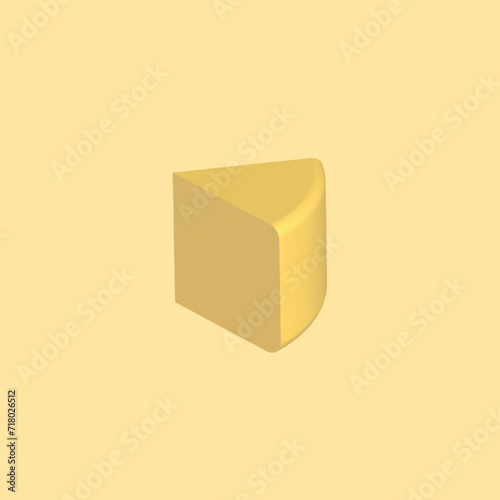 3D Vector One Piece Cheese Wheel Top View