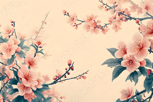 Tranquility Cherry Blossom Floral Border © Articre8ing
