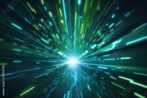 Abstract tunnel speed light Starburst background, created by ai generated