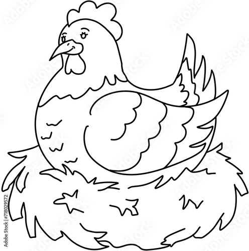 vector outline of a chicken sitting in a nest