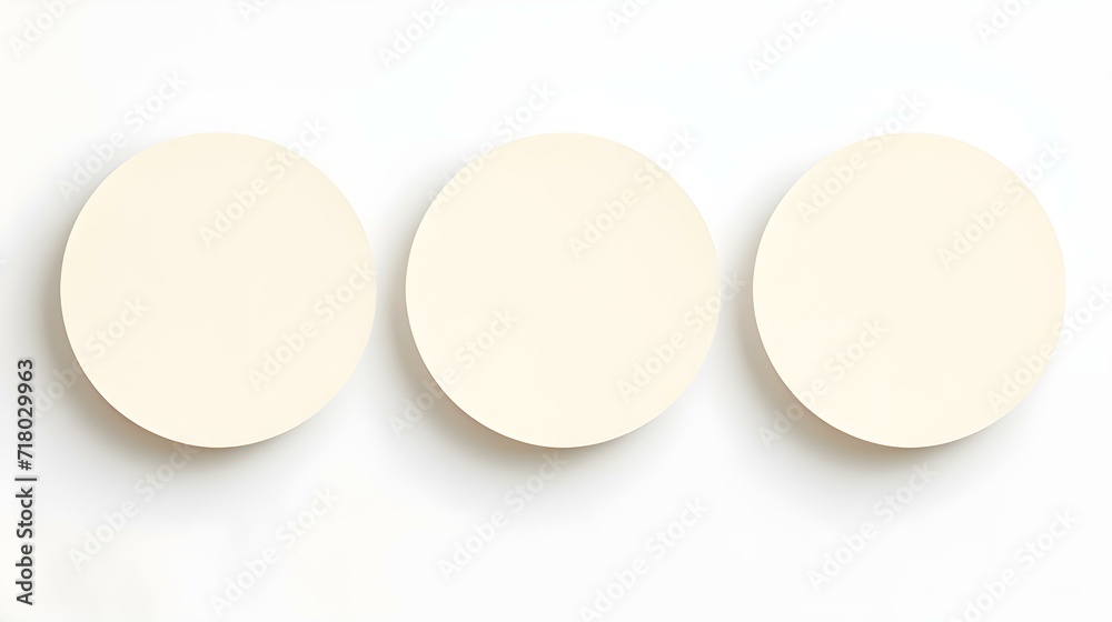 Set of ivory round Paper Notes on a white Background. Brainstorming Template with Copy Space