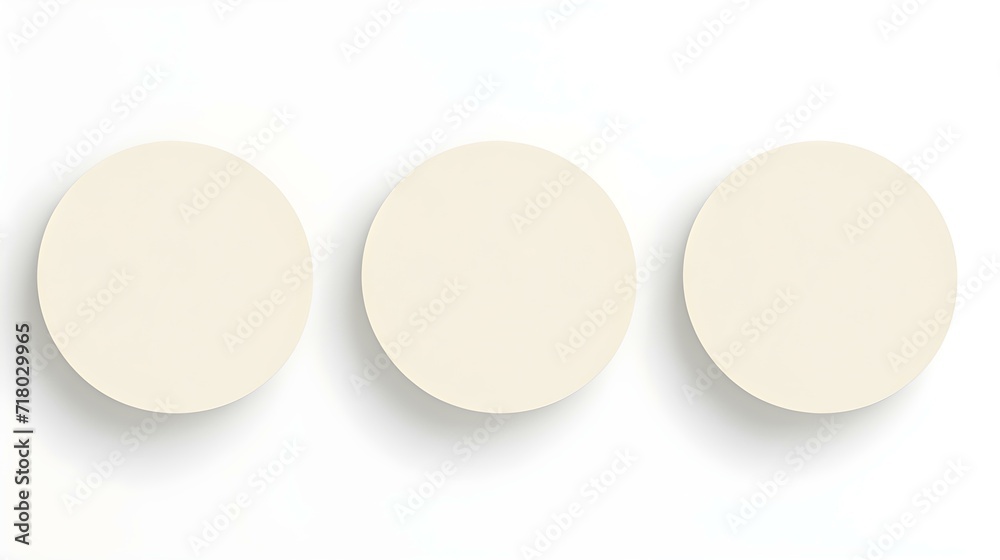 Set of ivory round Paper Notes on a white Background. Brainstorming Template with Copy Space