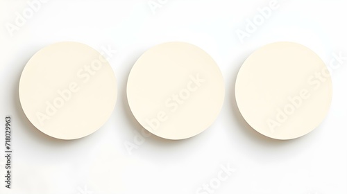 Set of ivory round Paper Notes on a white Background. Brainstorming Template with Copy Space